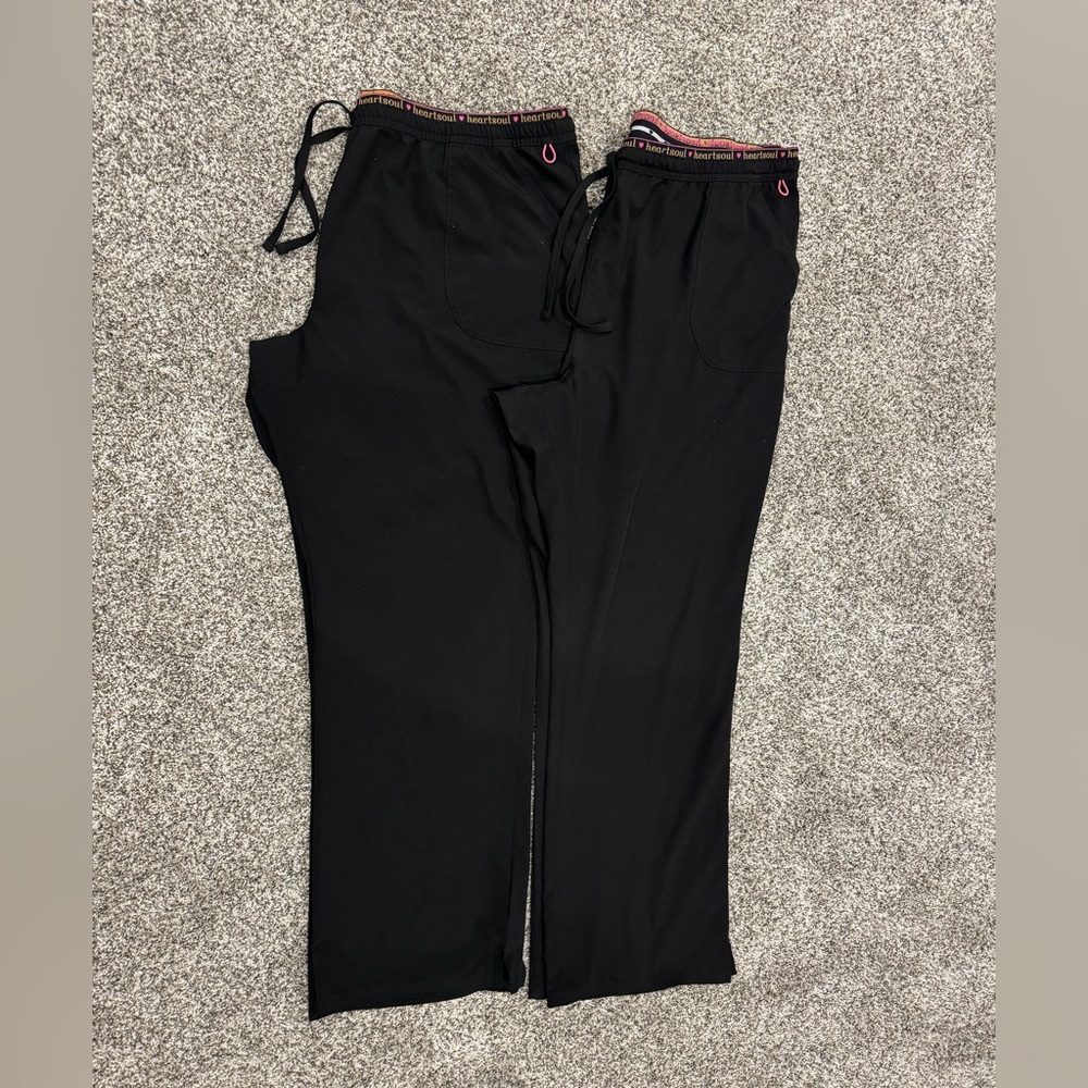 2 pairs of 2XL Heart & Soul scrub pants- black, good shape